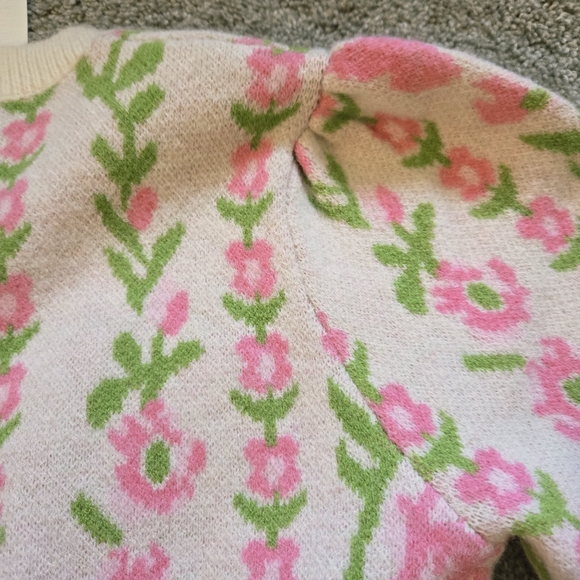 NWT &merci Chic Floral Crew Neck Sweater Pink Green, Fairy Cottagecore Spring - Picture 10 of 10